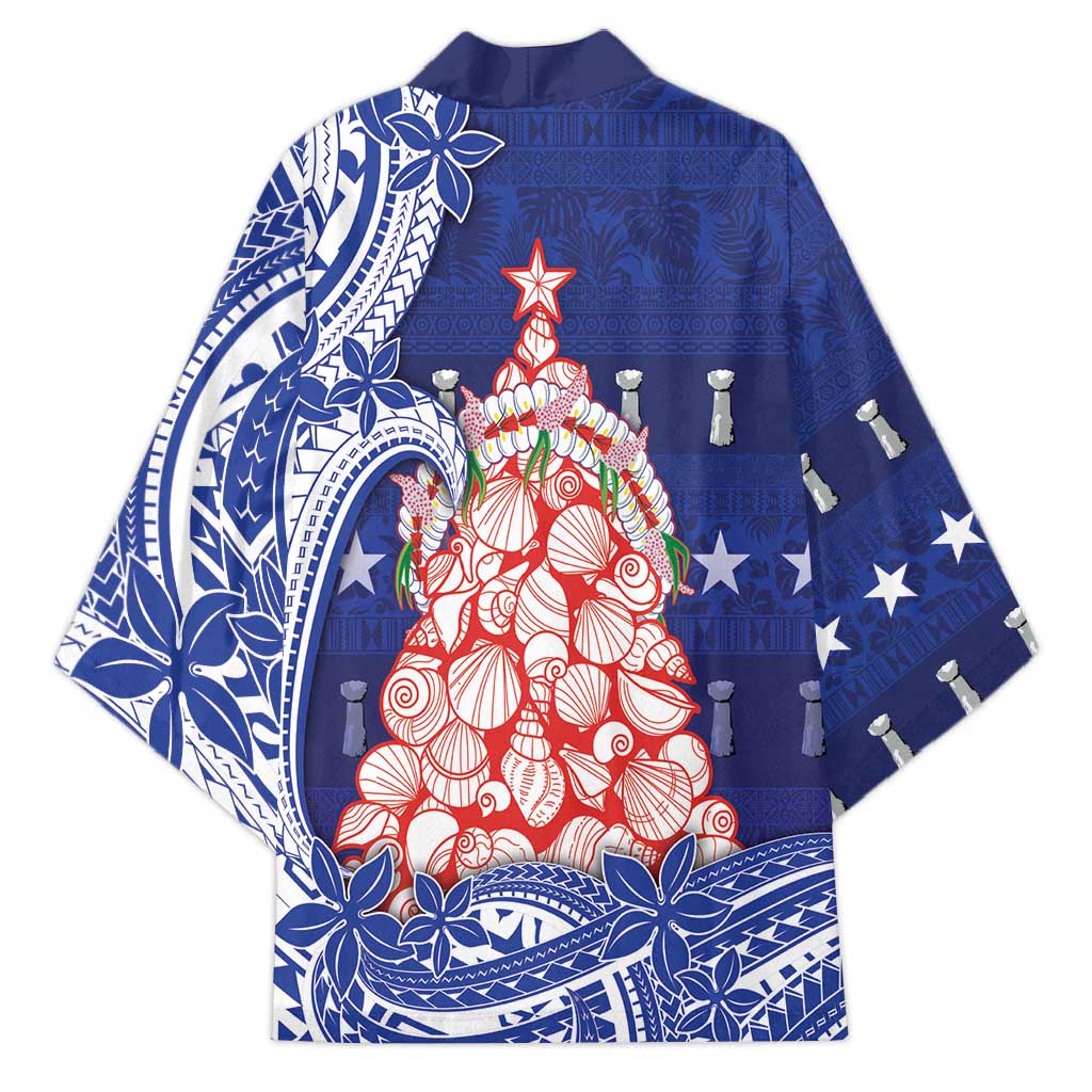 Northern Mariana Islands Christmas Kimono Seashell Xmas Tree Tribal Waves - Polynesian Pride
