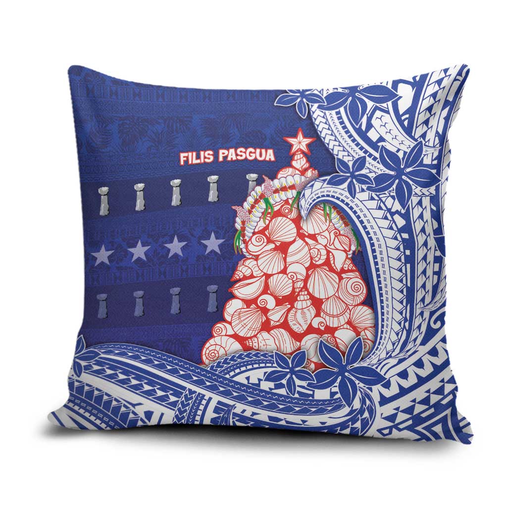 Northern Mariana Islands Christmas Pillow Cover Seashell Xmas Tree Tribal Waves - Polynesian Pride