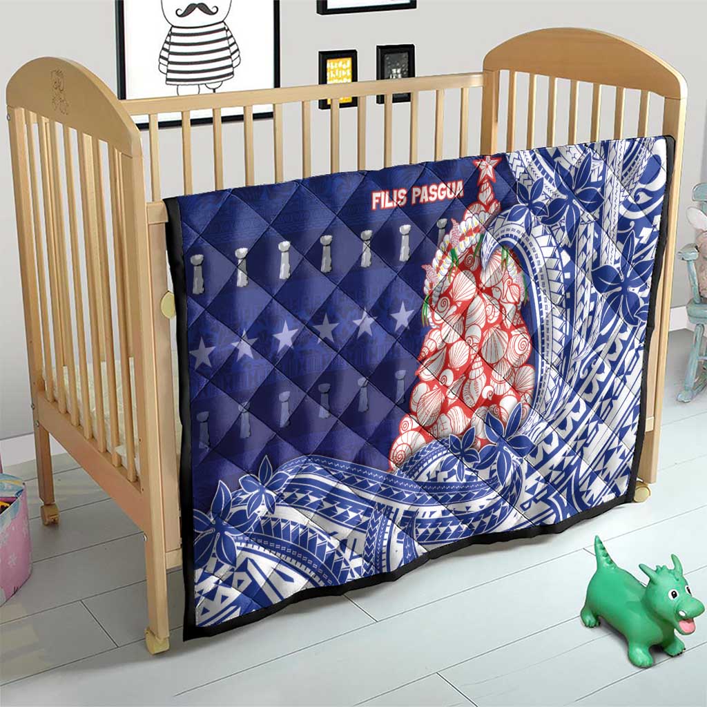 Northern Mariana Islands Christmas Quilt Seashell Xmas Tree Tribal Waves - Polynesian Pride