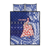 Northern Mariana Islands Christmas Quilt Bed Set Seashell Xmas Tree Tribal Waves - Polynesian Pride