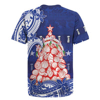 Northern Mariana Islands Christmas Rugby Jersey Seashell Xmas Tree Tribal Waves - Polynesian Pride