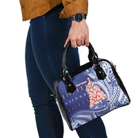 Northern Mariana Islands Christmas Shoulder Handbag Seashell Xmas Tree Tribal Waves - Polynesian Pride