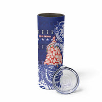 Northern Mariana Islands Christmas Skinny Tumbler Seashell Xmas Tree Tribal Waves - Polynesian Pride