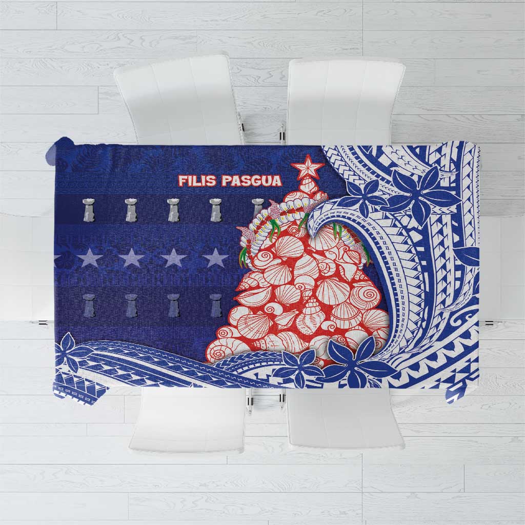 Northern Mariana Islands Christmas Tablecloth Seashell Xmas Tree Tribal Waves - Polynesian Pride