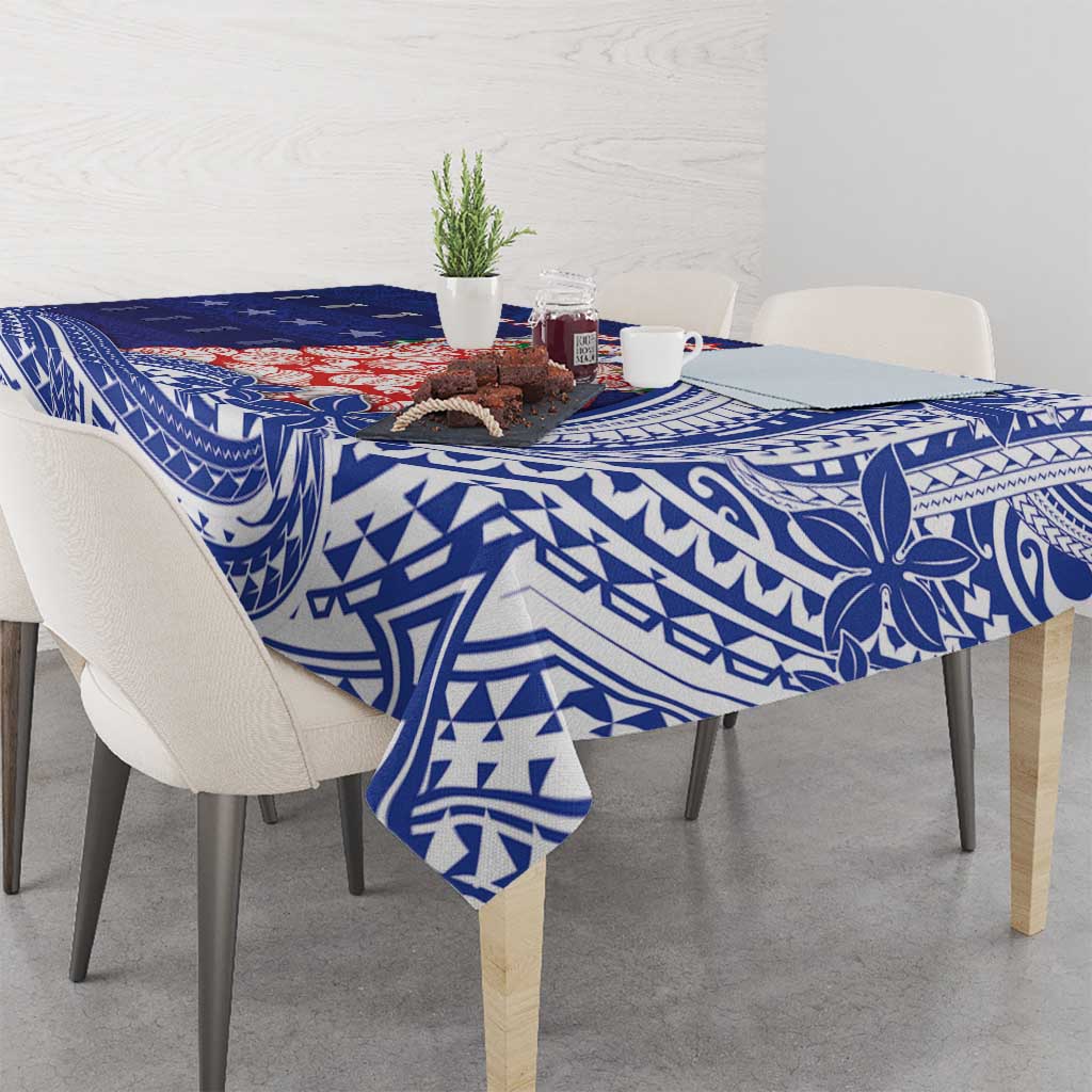 Northern Mariana Islands Christmas Tablecloth Seashell Xmas Tree Tribal Waves - Polynesian Pride