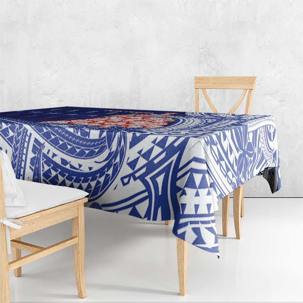 Northern Mariana Islands Christmas Tablecloth Seashell Xmas Tree Tribal Waves - Polynesian Pride
