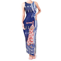 Northern Mariana Islands Christmas Tank Maxi Dress Seashell Xmas Tree Tribal Waves - Polynesian Pride