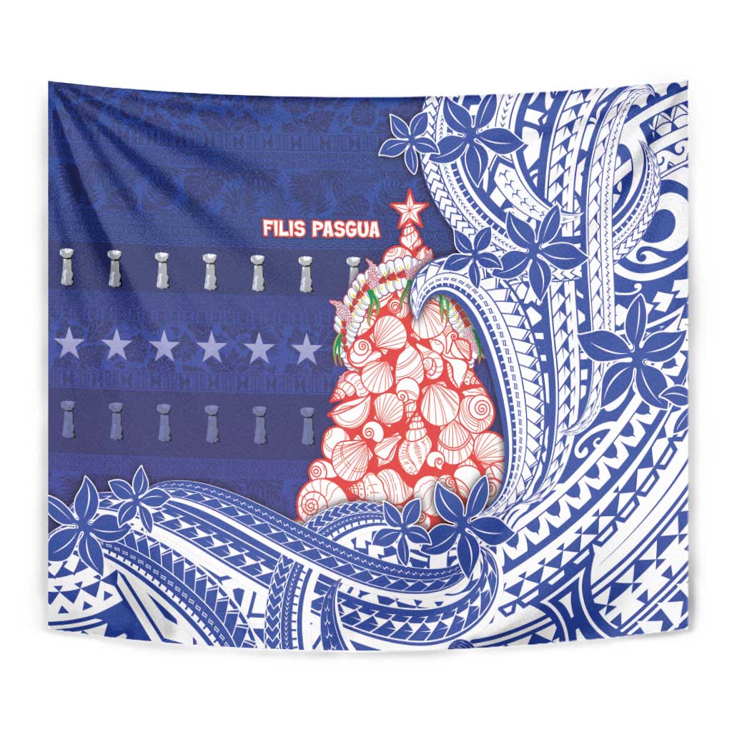 Northern Mariana Islands Christmas Tapestry Seashell Xmas Tree Tribal Waves - Polynesian Pride