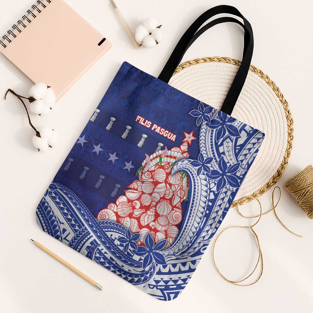 Northern Mariana Islands Christmas Tote Bag Seashell Xmas Tree Tribal Waves - Polynesian Pride