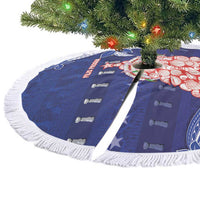 Northern Mariana Islands Christmas Tree Skirt Seashell Xmas Tree Tribal Waves - Polynesian Pride