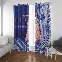 Northern Mariana Islands Christmas Window Curtain Seashell Xmas Tree Tribal Waves - Polynesian Pride