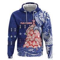 Northern Mariana Islands Christmas Zip Hoodie Seashell Xmas Tree Tribal Waves - Polynesian Pride