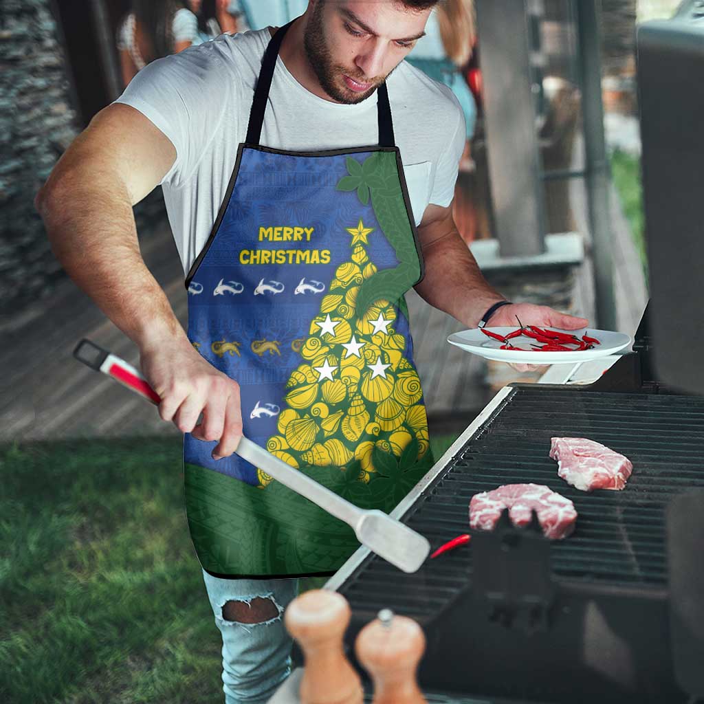 Solomon Islands Christmas Apron Seashell Xmas Tree Tribal Waves - Polynesian Pride