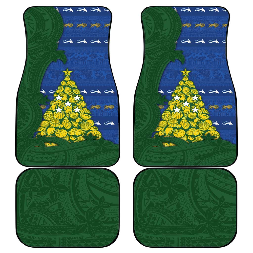 Solomon Islands Christmas Car Mats Seashell Xmas Tree Tribal Waves - Polynesian Pride