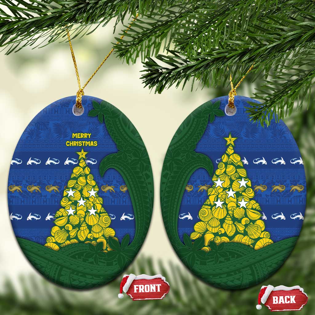 Solomon Islands Christmas Ceramic Ornament Seashell Xmas Tree Tribal Waves - Polynesian Pride