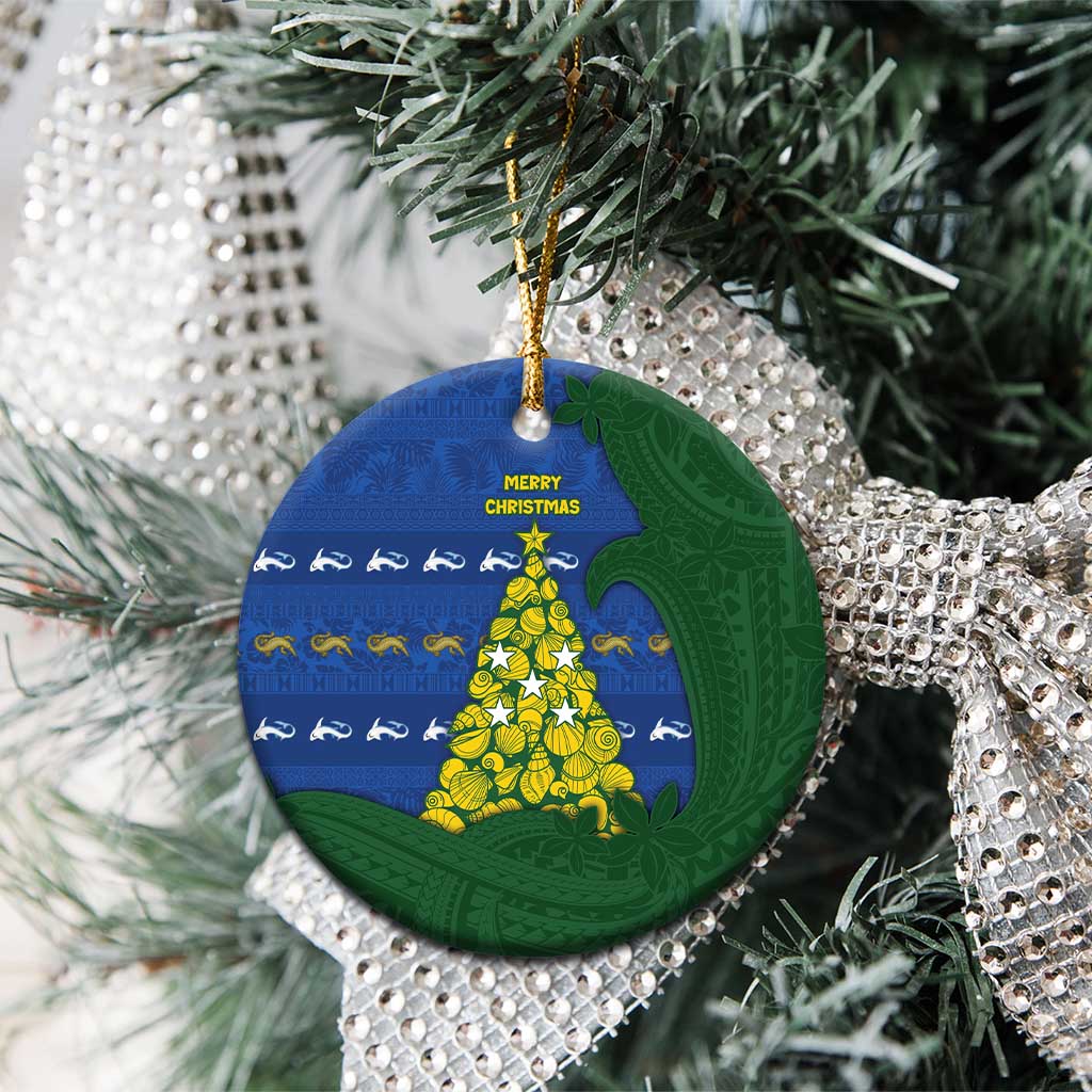 Solomon Islands Christmas Ceramic Ornament Seashell Xmas Tree Tribal Waves - Polynesian Pride