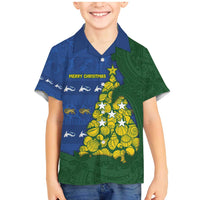 Solomon Islands Christmas Family Matching Mermaid Dress and Hawaiian Shirt Seashell Xmas Tree Tribal Waves - Polynesian Pride