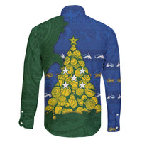 Solomon Islands Christmas Family Matching Puletasi and Hawaiian Shirt Seashell Xmas Tree Tribal Waves - Polynesian Pride