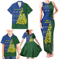 Solomon Islands Christmas Family Matching Tank Maxi Dress and Hawaiian Shirt Seashell Xmas Tree Tribal Waves - Polynesian Pride