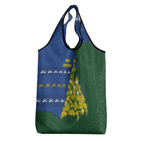 Solomon Islands Christmas Grocery Bag Seashell Xmas Tree Tribal Waves - Polynesian Pride