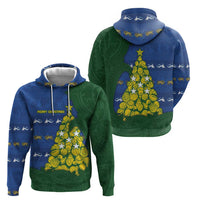 Solomon Islands Christmas Hoodie Seashell Xmas Tree Tribal Waves - Polynesian Pride