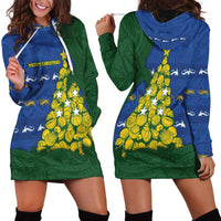 Solomon Islands Christmas Hoodie Dress Seashell Xmas Tree Tribal Waves - Polynesian Pride