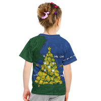 Solomon Islands Christmas Kid T Shirt Seashell Xmas Tree Tribal Waves - Polynesian Pride