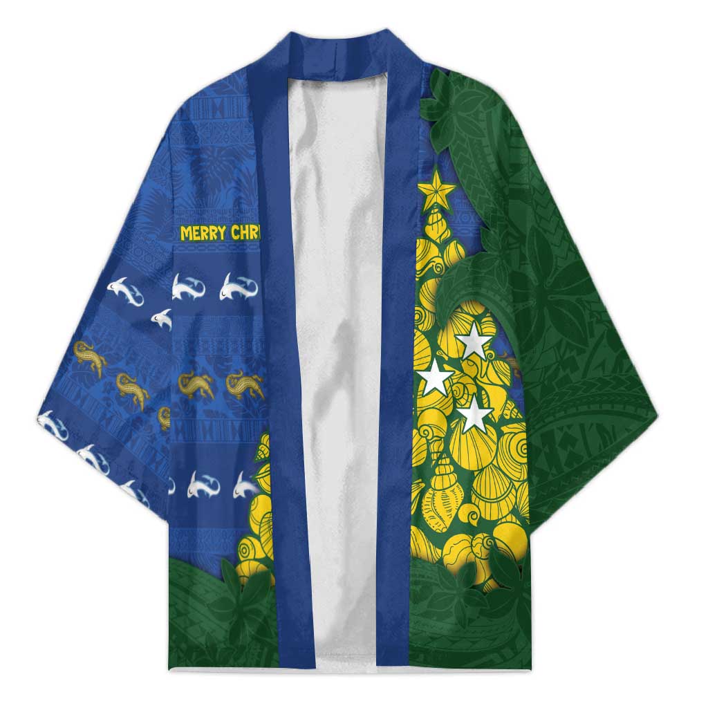 Solomon Islands Christmas Kimono Seashell Xmas Tree Tribal Waves - Polynesian Pride