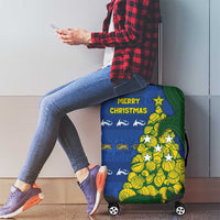 Solomon Islands Christmas Luggage Cover Seashell Xmas Tree Tribal Waves - Polynesian Pride