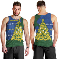 Solomon Islands Christmas Men Tank Top Seashell Xmas Tree Tribal Waves - Polynesian Pride