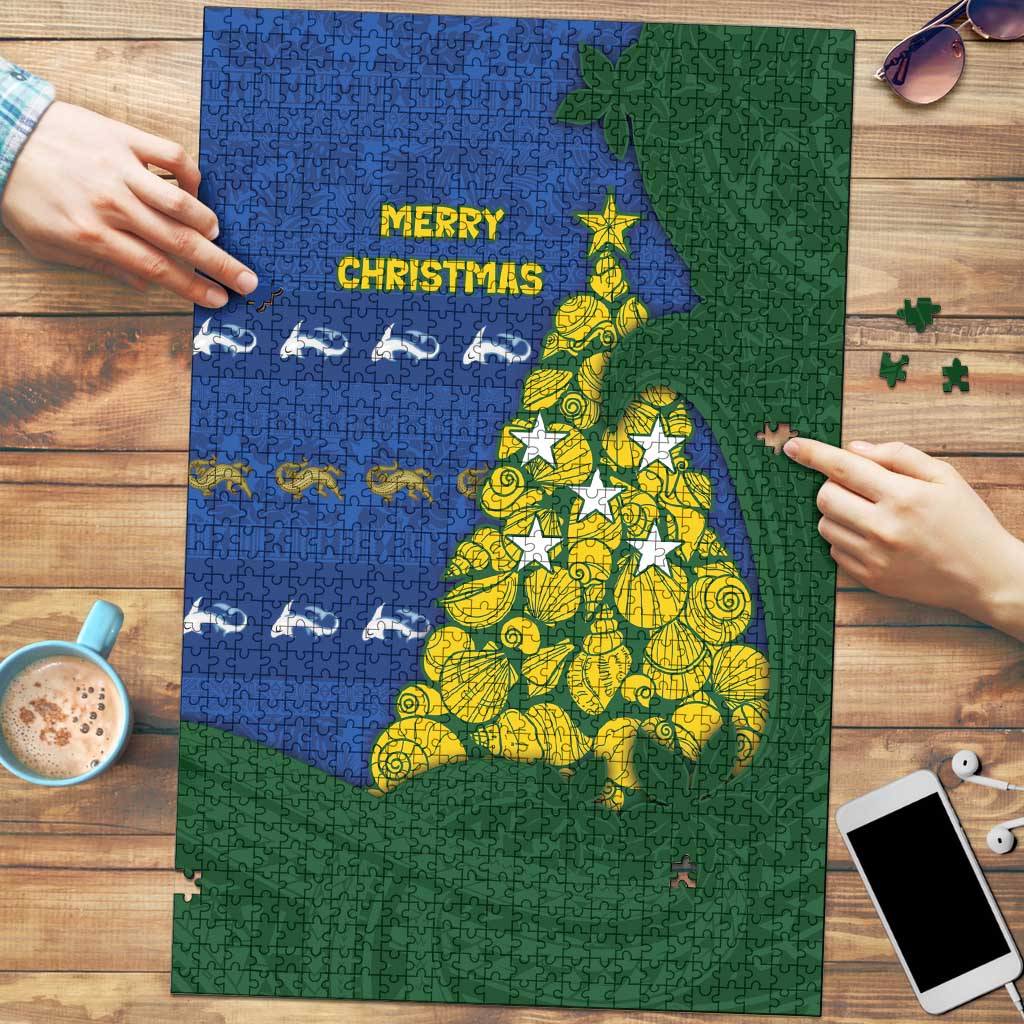 Solomon Islands Christmas Puzzle Seashell Xmas Tree Tribal Waves - Polynesian Pride