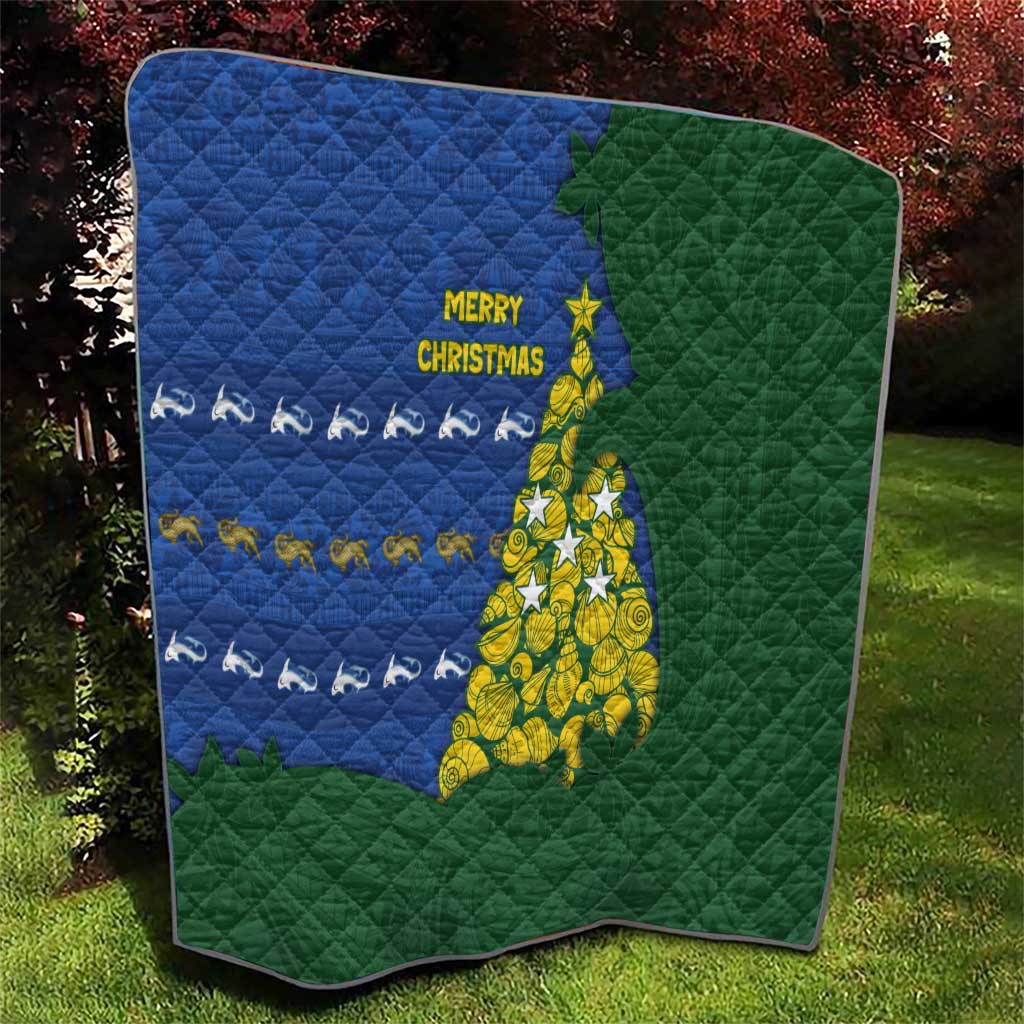 Solomon Islands Christmas Quilt Seashell Xmas Tree Tribal Waves - Polynesian Pride