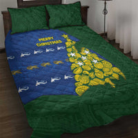 Solomon Islands Christmas Quilt Bed Set Seashell Xmas Tree Tribal Waves - Polynesian Pride
