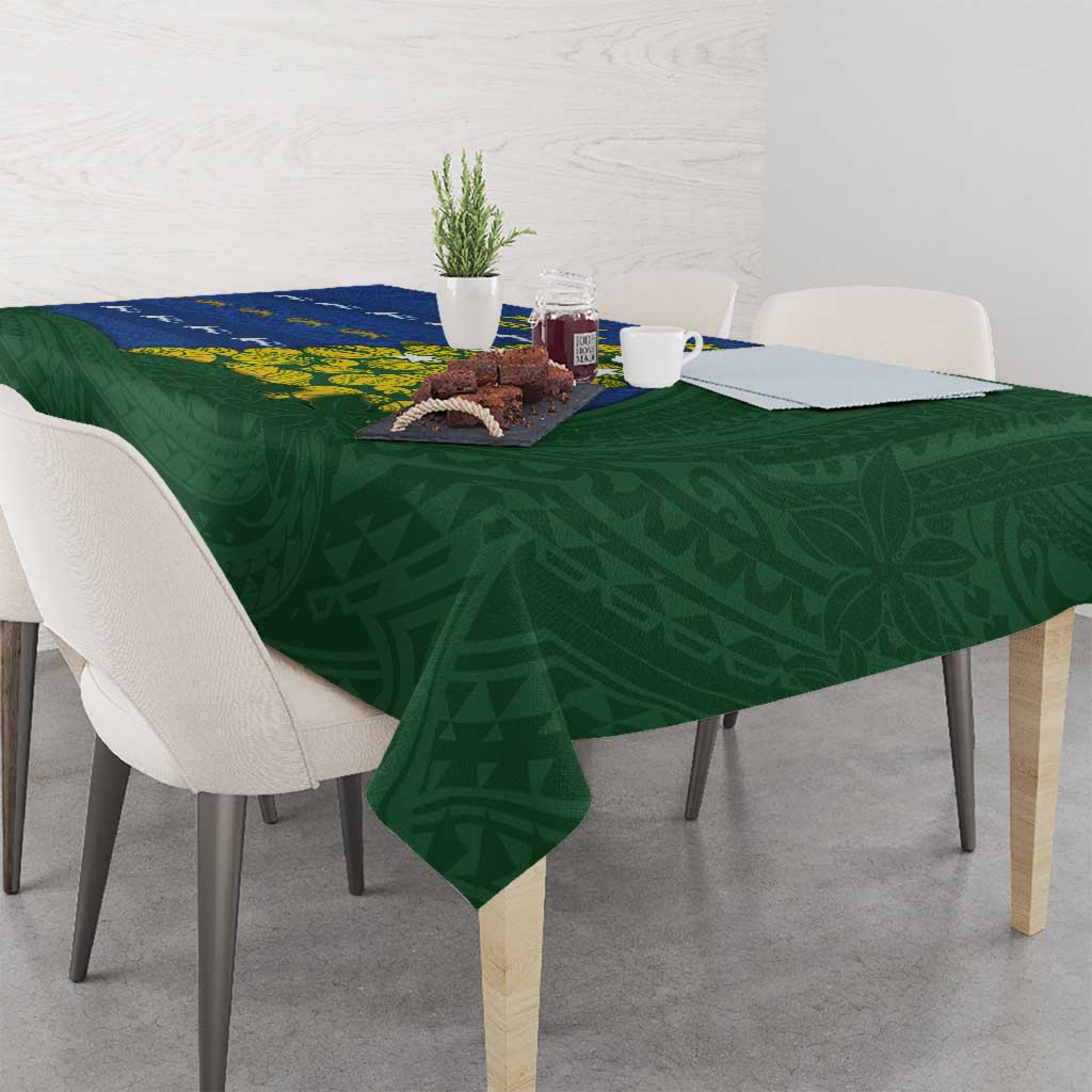 Solomon Islands Christmas Tablecloth Seashell Xmas Tree Tribal Waves - Polynesian Pride