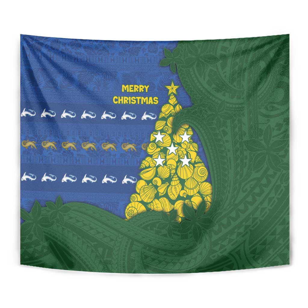 Solomon Islands Christmas Tapestry Seashell Xmas Tree Tribal Waves - Polynesian Pride