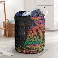 New Caledonia Christmas Laundry Basket Seashell Xmas Tree Tribal Waves - Polynesian Pride