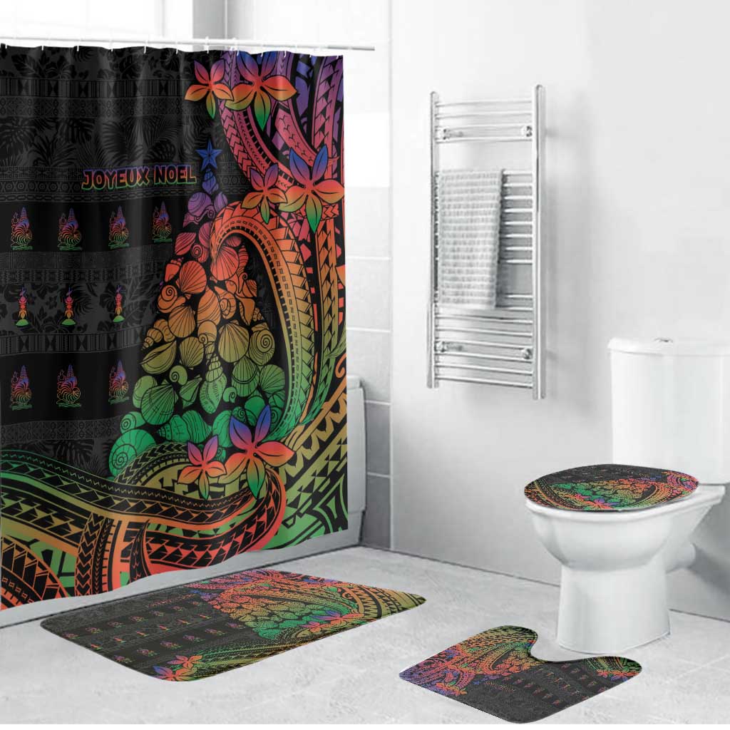 New Caledonia Christmas Bathroom Set Seashell Xmas Tree Tribal Waves - Polynesian Pride
