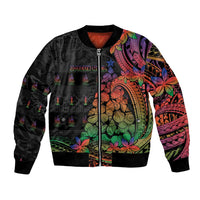 New Caledonia Christmas Bomber Jacket Seashell Xmas Tree Tribal Waves - Polynesian Pride