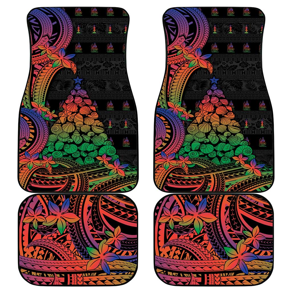 New Caledonia Christmas Car Mats Seashell Xmas Tree Tribal Waves - Polynesian Pride