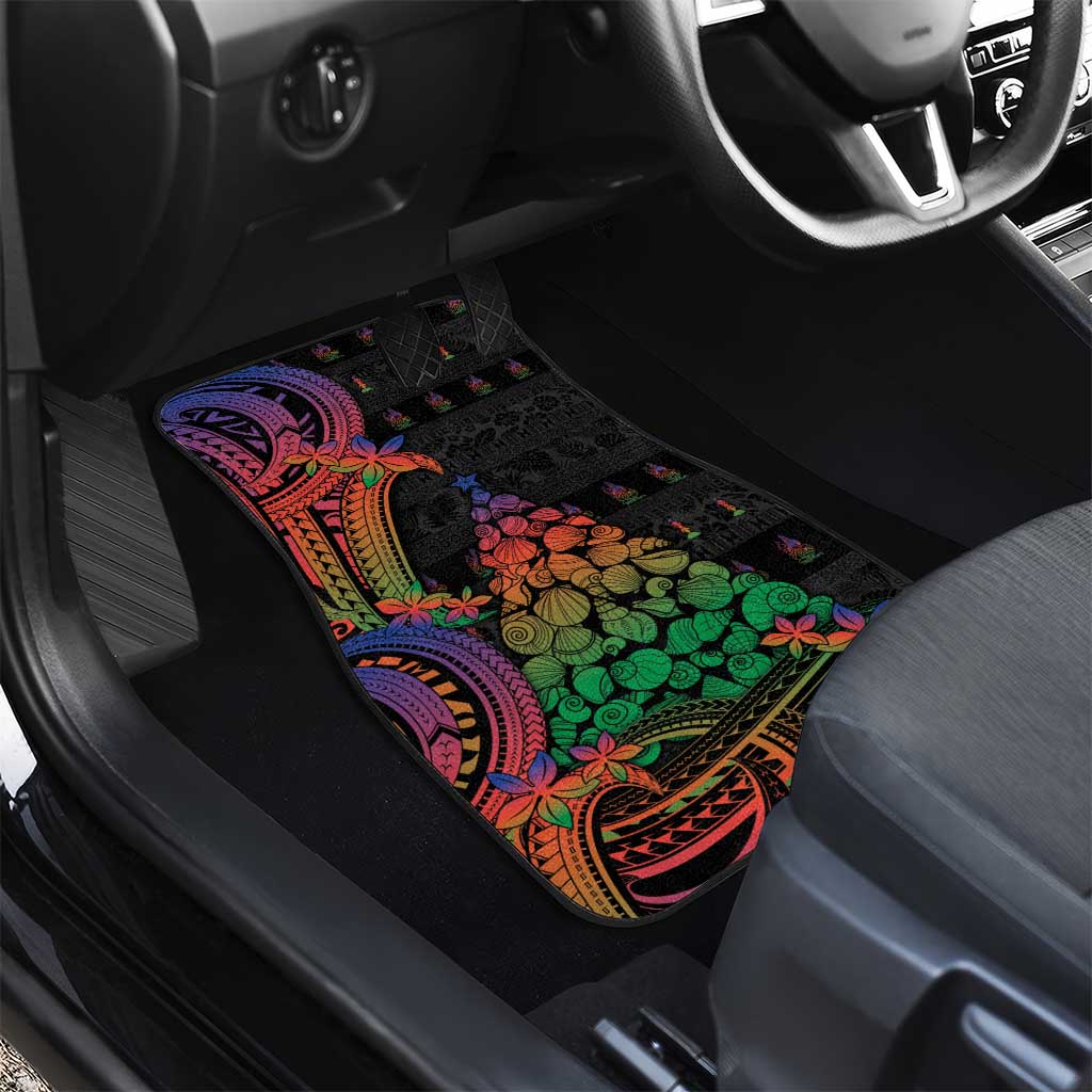 New Caledonia Christmas Car Mats Seashell Xmas Tree Tribal Waves - Polynesian Pride