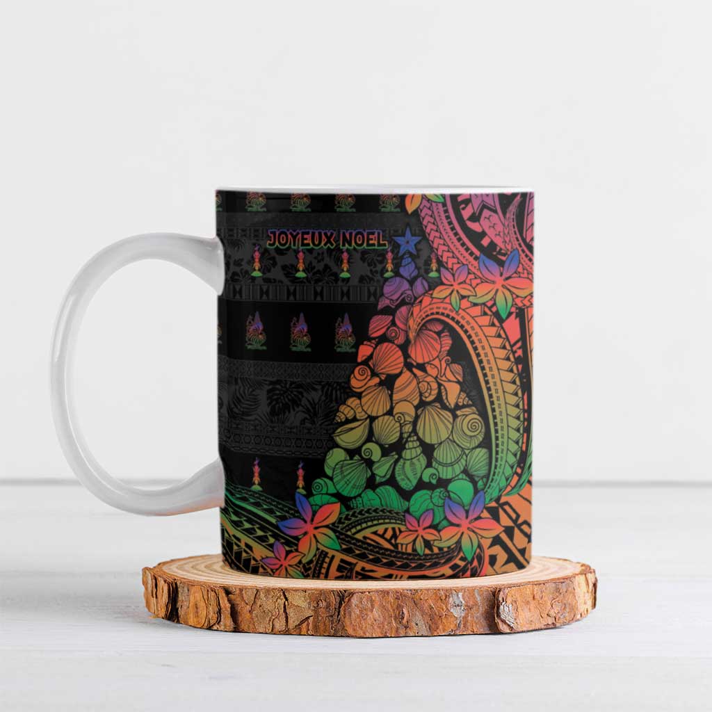 New Caledonia Christmas Ceramic Mug Seashell Xmas Tree Tribal Waves - Polynesian Pride
