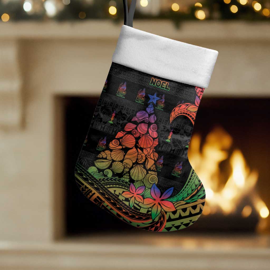 New Caledonia Christmas Stocking Seashell Xmas Tree Tribal Waves - Polynesian Pride