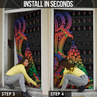 New Caledonia Christmas Door Cover Seashell Xmas Tree Tribal Waves - Polynesian Pride