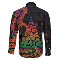 New Caledonia Christmas Family Matching Off Shoulder Short Dress and Hawaiian Shirt Seashell Xmas Tree Tribal Waves - Polynesian Pride