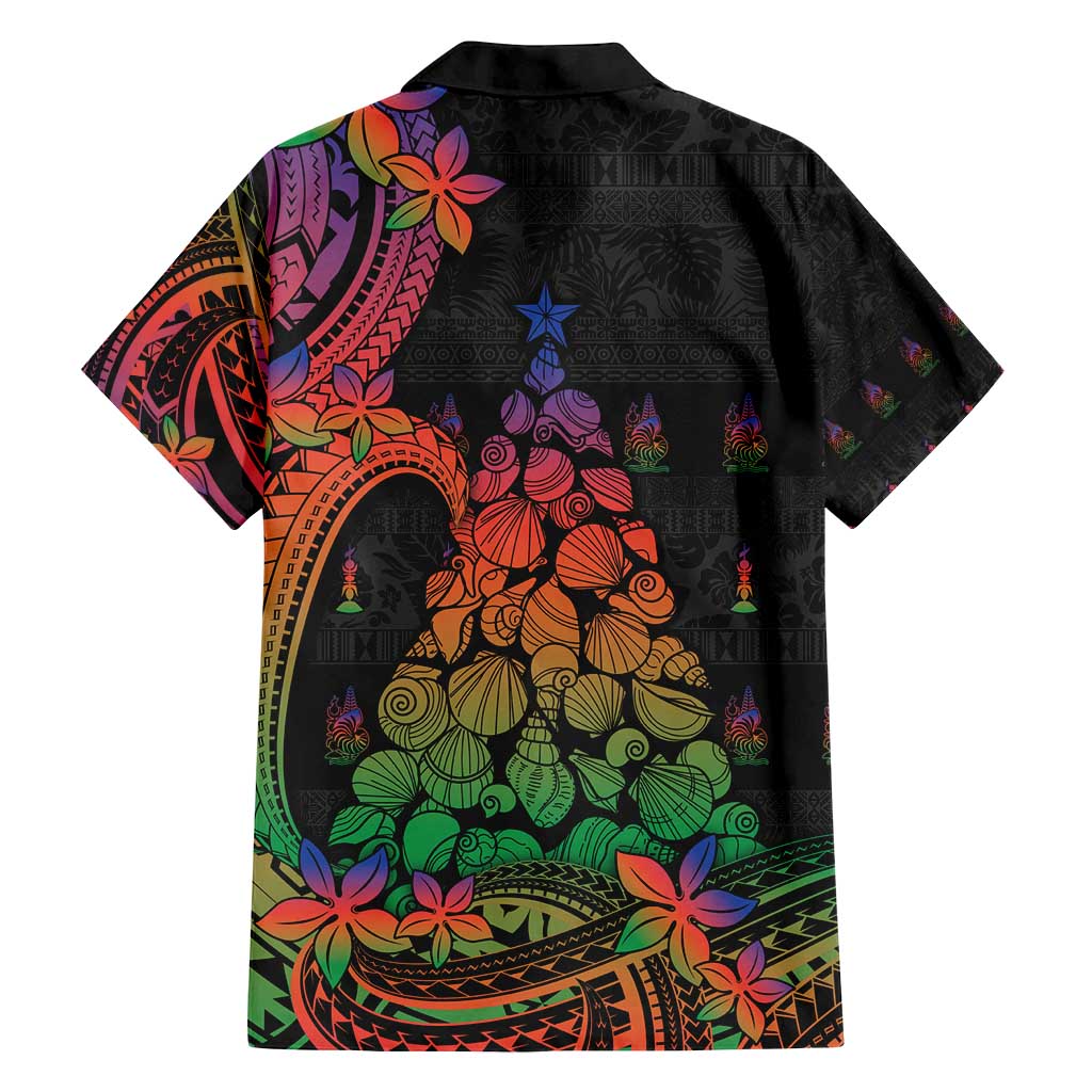 New Caledonia Christmas Family Matching Tank Maxi Dress and Hawaiian Shirt Seashell Xmas Tree Tribal Waves - Polynesian Pride