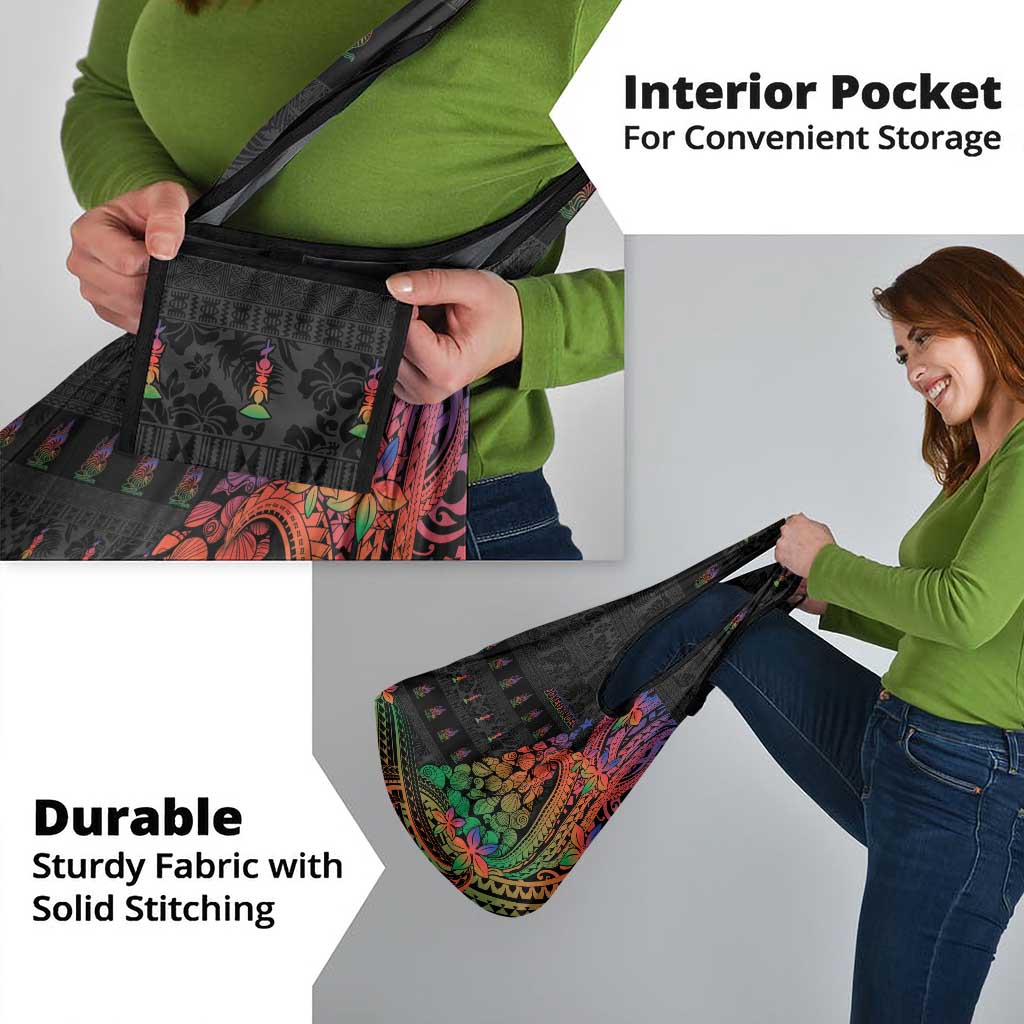 New Caledonia Christmas Grocery Bag Seashell Xmas Tree Tribal Waves - Polynesian Pride