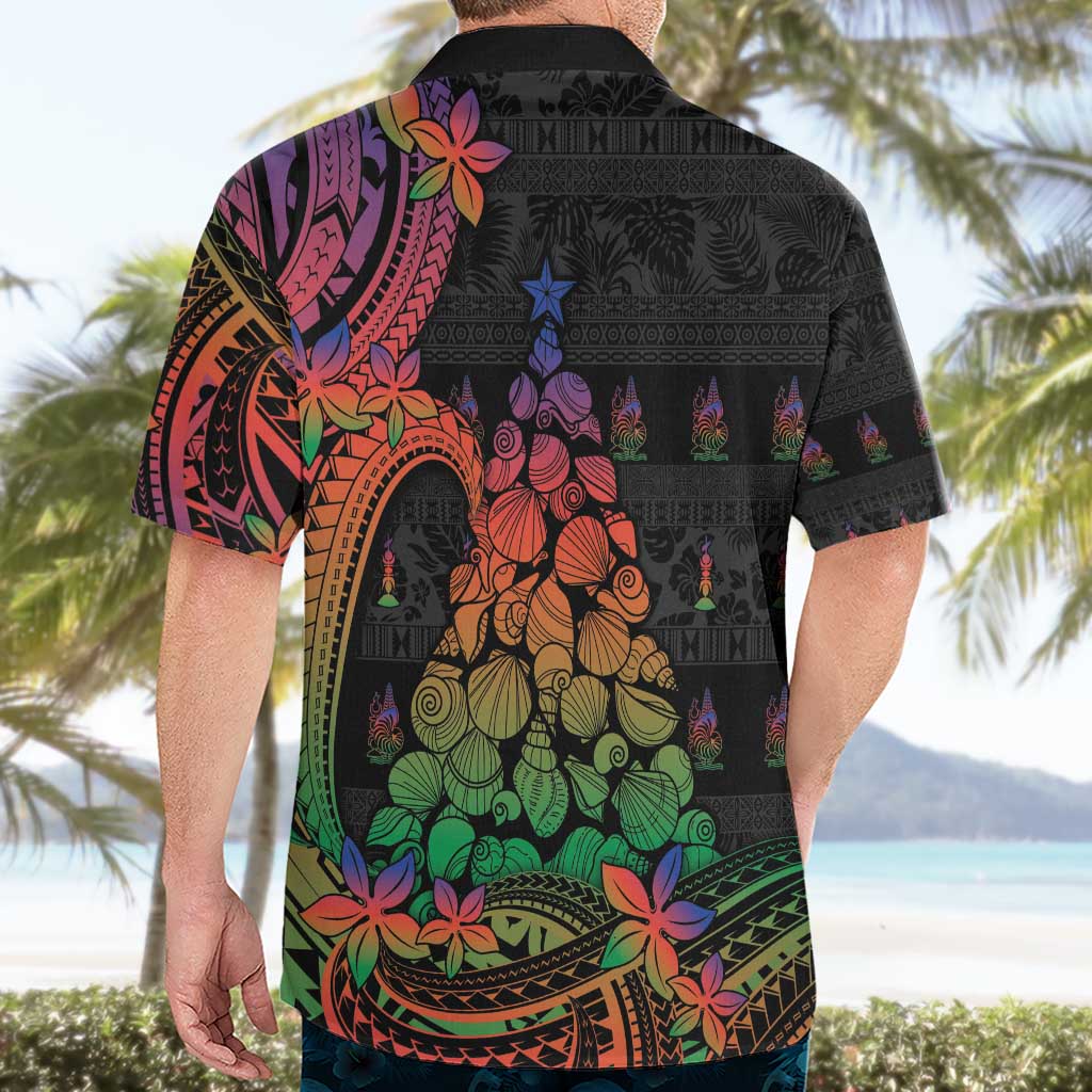New Caledonia Christmas Hawaiian Shirt Seashell Xmas Tree Tribal Waves - Polynesian Pride