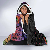 New Caledonia Christmas Hooded Blanket Seashell Xmas Tree Tribal Waves - Polynesian Pride