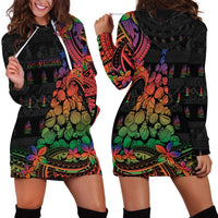 New Caledonia Christmas Hoodie Dress Seashell Xmas Tree Tribal Waves - Polynesian Pride