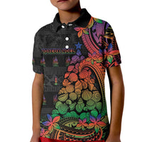 New Caledonia Christmas Kid Polo Shirt Seashell Xmas Tree Tribal Waves - Polynesian Pride